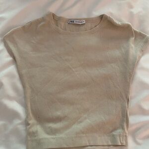 Zara Light Tan Crew Neck Tee